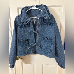 Avec Les Filles bow denim jacket